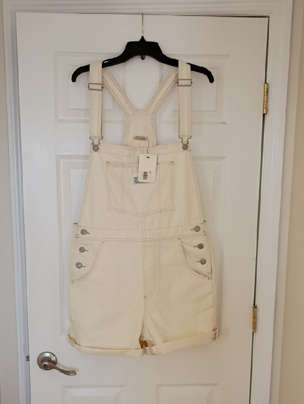 NWT Levi's Ivory Short Denim Overalls, L